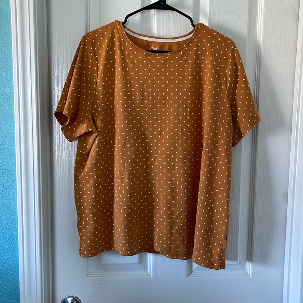 Croft and Barrow gold shirt with polka dots